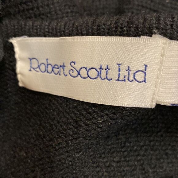 Vintage Robert Scott Ltd Black Cardigan Lambswool Blend Large Beaded Buttons - Picture 12 of 15